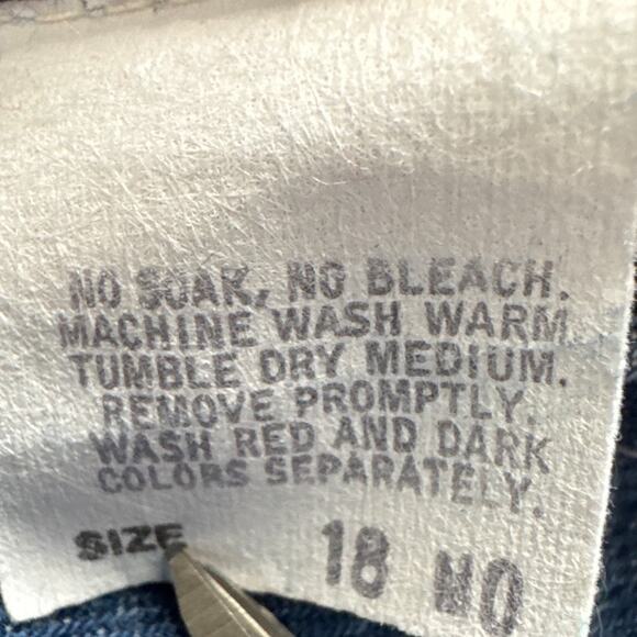 Vintage Osh Kosh Overalls Infant Girl Vestback Denim Floral Trim Size 18M 90s - Picture 7 of 8